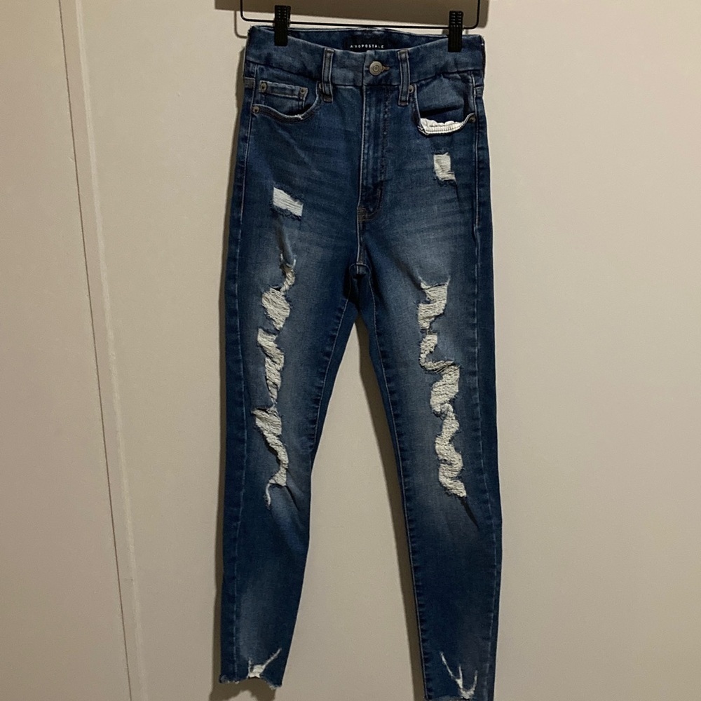 Aeropostale Ripped Blue Skinny Jeans